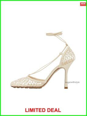 Olomisa Mesh Heels Women Square Toe Strappy Fishnet Lace Up Stiletto Sandals